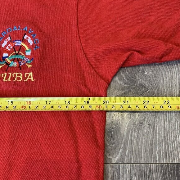 Vintage Fruit Of The Loom Polo Shirt Mens M Red 90s Cuba Guardala Vaca - Picture 7 of 11